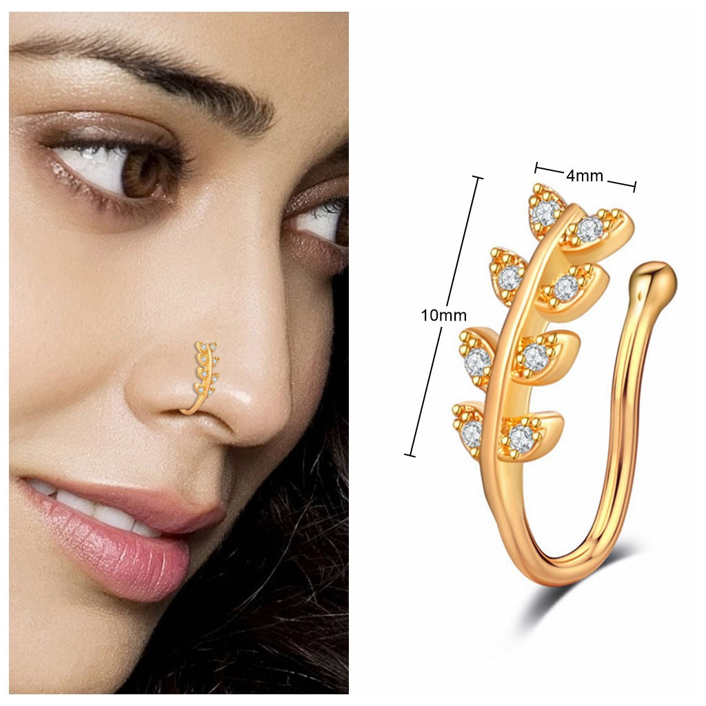 Tree Branch Non Piercing Fake Nose Ring-Body Piercing Jewellery, Cubic Zirconia, Non-Pierced, Nose Piercing Jewellery, Nose Ring, Nose Studs-FNS04-GS_New_28e6e59e-b1ac-4337-8545-23537a7ebfec-Glitters