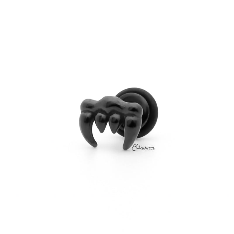 Stainless Steel Vampire Teeth Fake Plug Earring - Black-Body Piercing Jewellery, earrings, Fake Plug, Jewellery, Men's Earrings, Men's Jewellery, Stainless Steel-FP0186-K1_1-Glitters