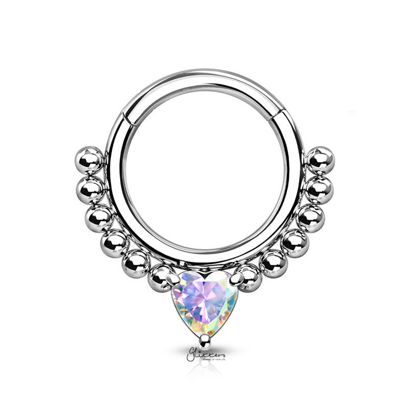 316L Surgical Steel Gold Plated Hinged Opal Stone Lace Septum Clicker Ring 316L Surgical Steel Gold Plated Hinged Opal Stone Lace Septum Clicker Ring