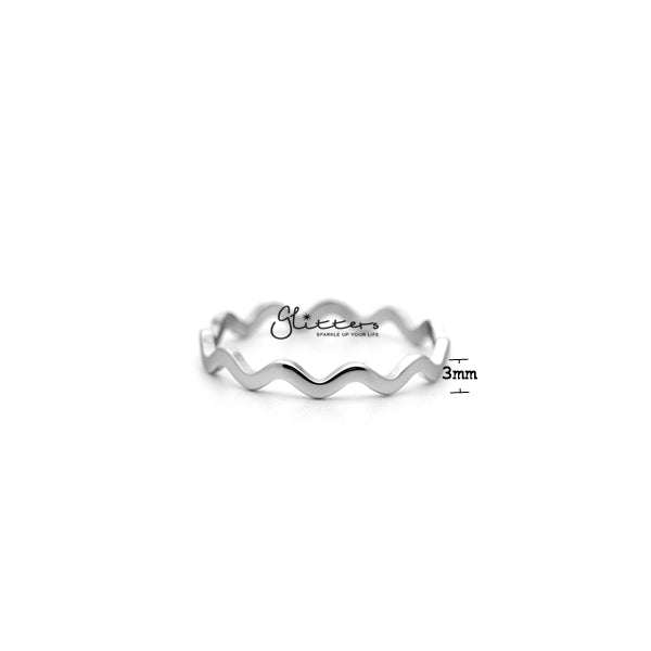 Stainless Steel Wavy Women's Rings - Silver-Jewellery, Rings, Stainless Steel, Stainless Steel Rings, Women's Jewellery, Women's Rings-RG0138_S01_New-Glitters