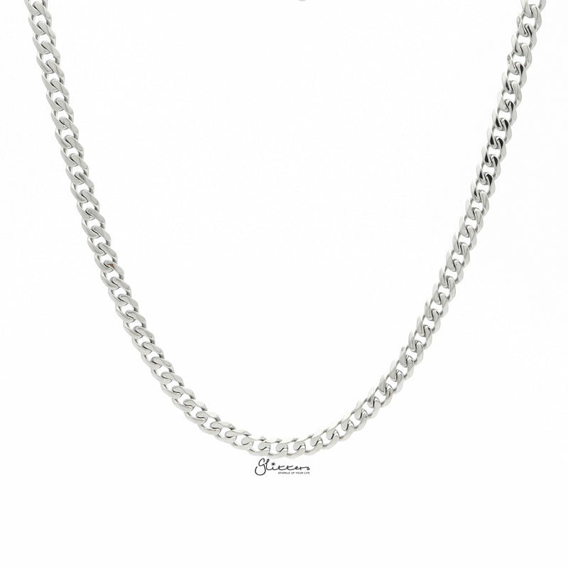 Stainless Steel Beveled Cuban Chain Necklace - 5.5mm width-Chain Necklaces, Jewellery, Men's Chain, Men's Jewellery, Men's Necklace, Necklaces, Stainless Steel, Stainless Steel Chain-SC0090-1-Glitters