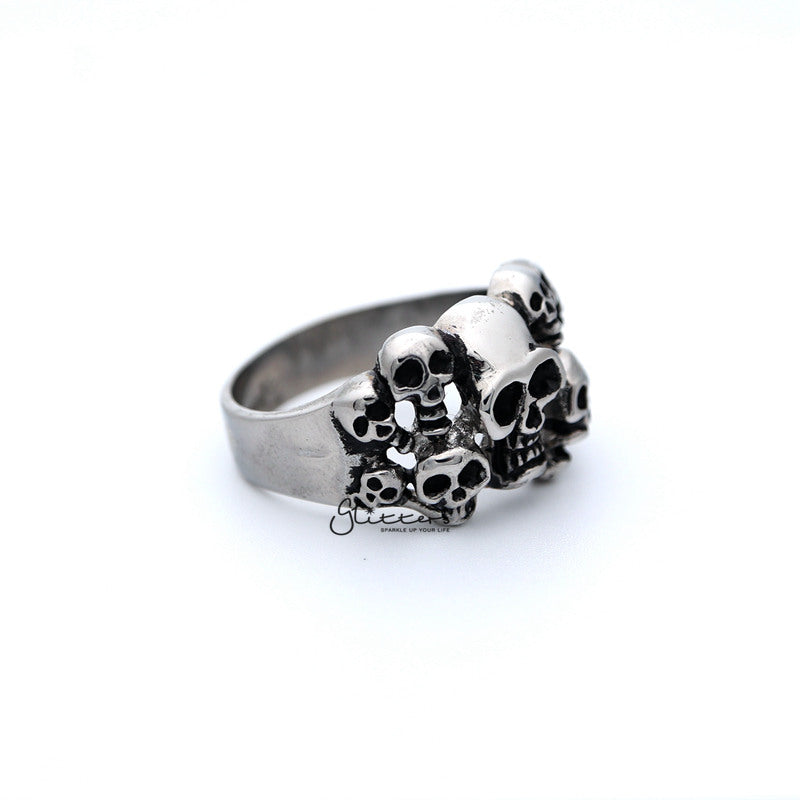 Stainless Steel Antiqued Multi Skull Heads Casting Men's Rings-Jewellery, Men's Jewellery, Men's Rings, Rings, Stainless Steel, Stainless Steel Rings-SR0058_800-03-Glitters