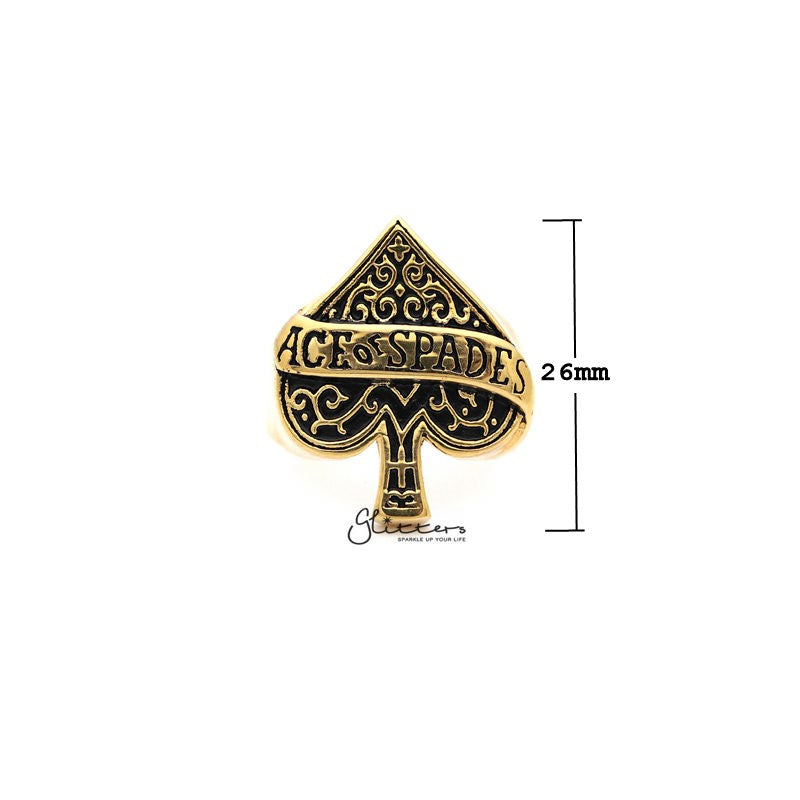 18K Gold I.P Stainless Steel Ace of Spades Casting Men's Rings-Jewellery, Men's Jewellery, Men's Rings, Rings, Stainless Steel, Stainless Steel Rings-SR0208_800-02_New-Glitters