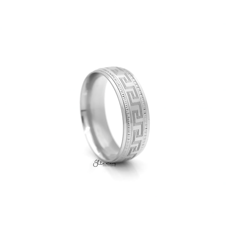 Stainless Steel Greek Key Pattern Band Ring-Jewellery, Men's Jewellery, Men's Rings, Rings, Stainless Steel, Stainless Steel Rings-SR0282-2_800-Glitters