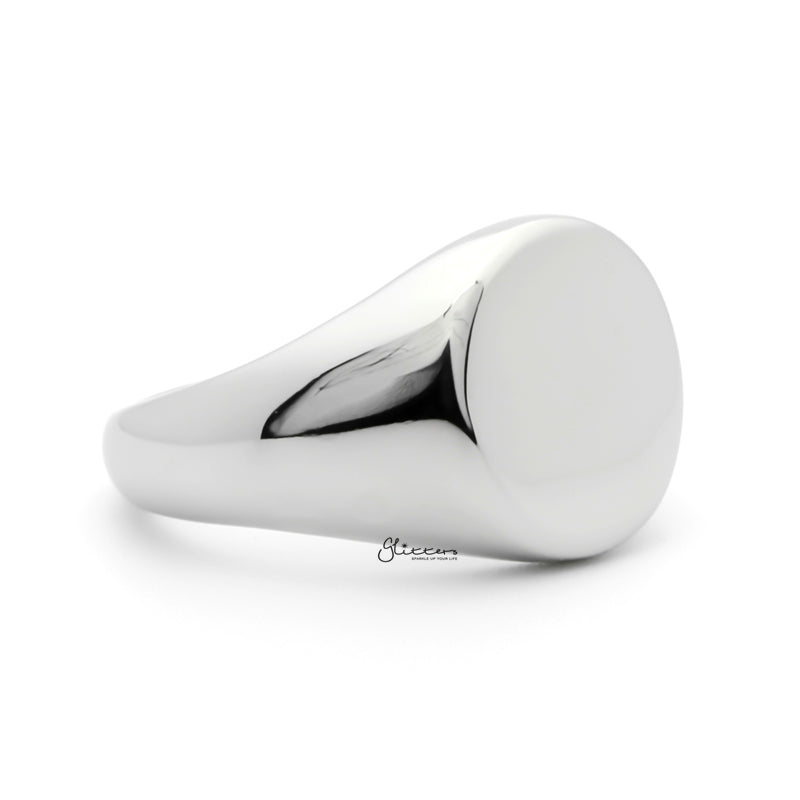 Stainless Steel Round Signet Ring - Silver-Jewellery, Men's Jewellery, Men's Rings, Rings, Stainless Steel, Stainless Steel Rings, Women's Rings-SR0289-2_1-Glitters