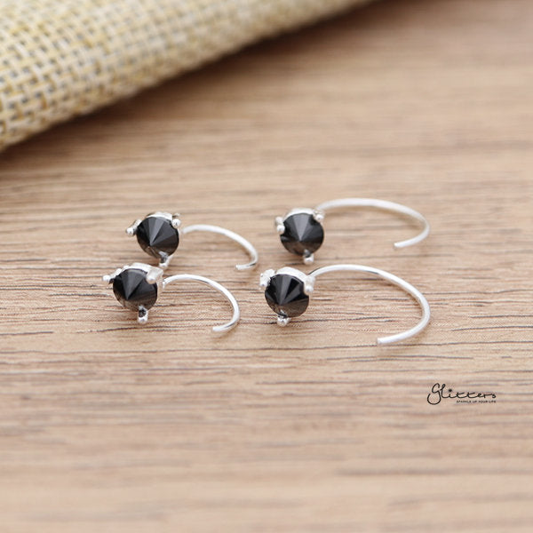 925 Sterling Silver CZ Open Huggie Hoop Earrings-Cubic Zirconia, earrings, Hoop Earrings, Jewellery, Women's Earrings, Women's Jewellery-SSE0057-K_600-Glitters