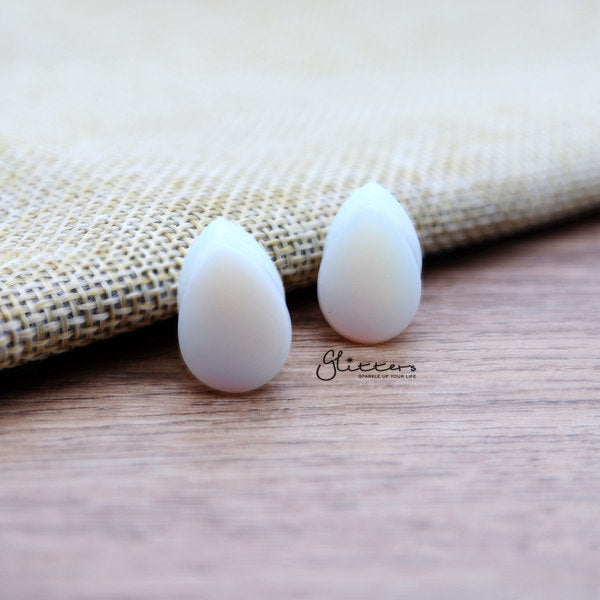 Tear Drop Semi Precious Opalite Stone Double Flared Saddle Plugs-Body Piercing Jewellery, Plug, Tunnel-TL0050-1-Glitters