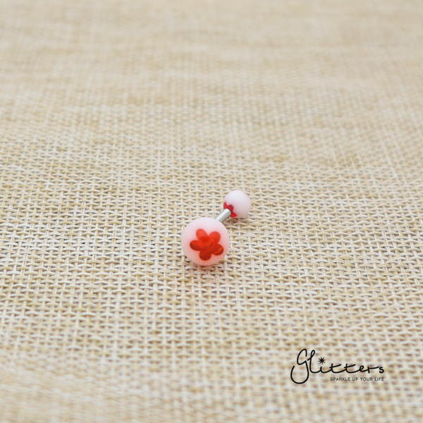 14 Gauge Acrylic Flower Balls Belly Button Ring - Red-Belly Ring, Body Piercing Jewellery, Sale-bj0062-Flower05-Glitters