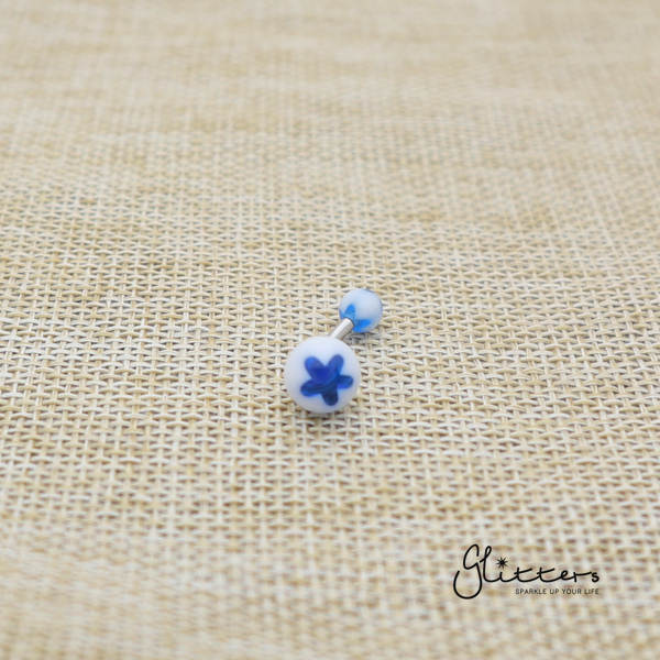14 Gauge Acrylic Flower Balls Belly Button Ring - Blue-Belly Ring, Body Piercing Jewellery, Sale-bj0062-Flower11-Glitters