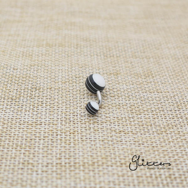 14 Gauge Acrylic Multi Color Strips Balls Belly Button Ring - Black-Belly Ring, Body Piercing Jewellery, Sale-bj0062-strip15-Glitters