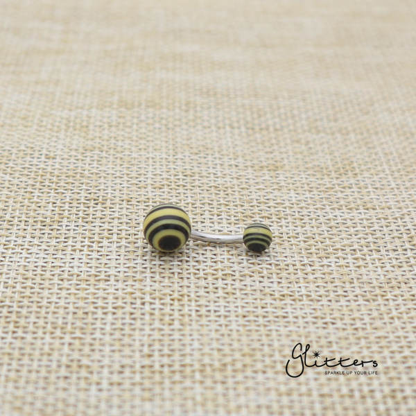 14 Gauge Acrylic Multi Color Strips Balls Belly Button Ring - Yellow-Belly Ring, Body Piercing Jewellery, Sale-bj0062-strip16-Glitters