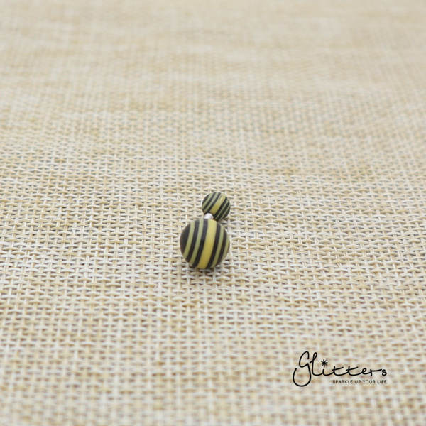 14 Gauge Acrylic Multi Color Strips Balls Belly Button Ring - Yellow-Belly Ring, Body Piercing Jewellery, Sale-bj0062-strip17-Glitters