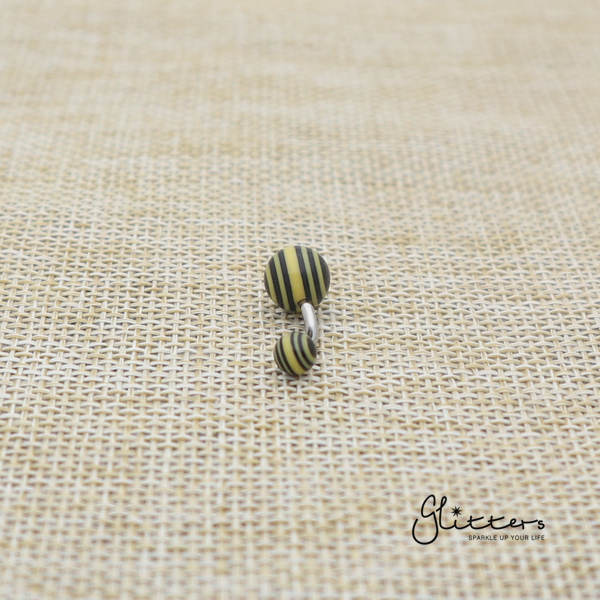 14 Gauge Acrylic Multi Color Strips Balls Belly Button Ring - Yellow-Belly Ring, Body Piercing Jewellery, Sale-bj0062-strip18-Glitters