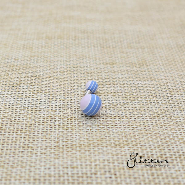14 Gauge Acrylic Multi Color Strips Balls Belly Button Ring - Blue-Belly Ring, Body Piercing Jewellery, Sale-bj0062-strip50-Glitters