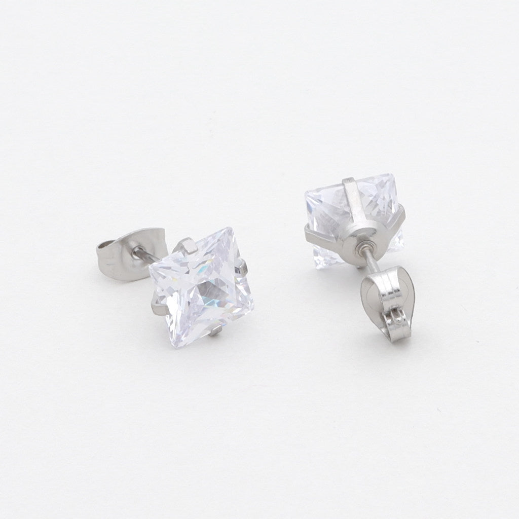 Square Cubic Zirconia Martini Stud Earrings-Cubic Zirconia, earrings, Jewellery, Men's Earrings, Men's Jewellery, New, Stud Earrings, Women's Earrings, Women's Jewellery-er0045-3_1-Glitters