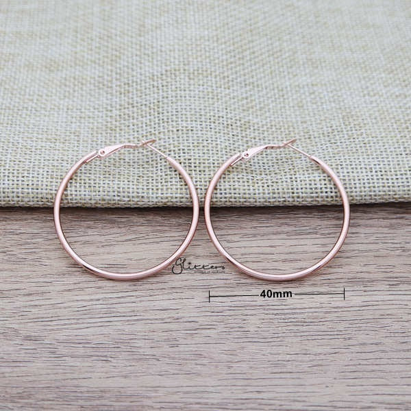 Stainless Steel Plain Wire Circle Hoop Women's Earrings - Rose Gold-earrings, Hoop Earrings, Huggie Earrings, Jewellery, Stainless Steel, Women's Earrings, Women's Jewellery-er0080-rg-03_New-Glitters
