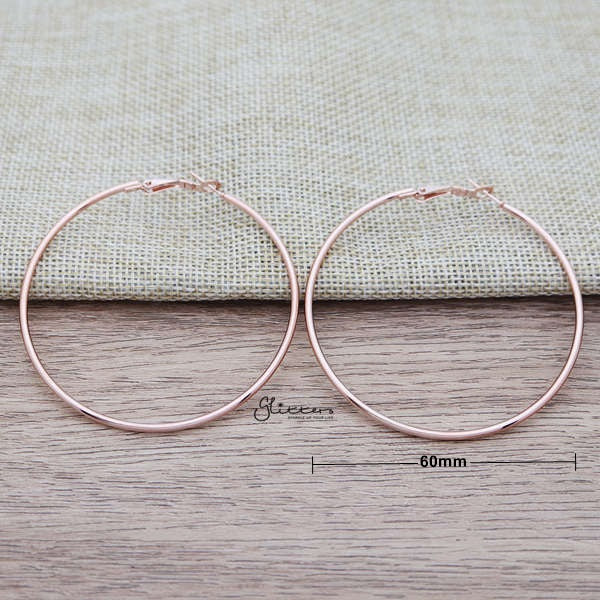 Stainless Steel Plain Wire Circle Hoop Women's Earrings - Rose Gold-earrings, Hoop Earrings, Huggie Earrings, Jewellery, Stainless Steel, Women's Earrings, Women's Jewellery-er0080-rg-04_New-Glitters