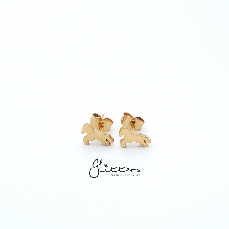 Stainless Steel Horse Stud Earrings-Silver | Gold | Black-earrings, Jewellery, Men's Earrings, Men's Jewellery, Stainless Steel, Stud Earrings, Women's Earrings-er1442-1-Glitters