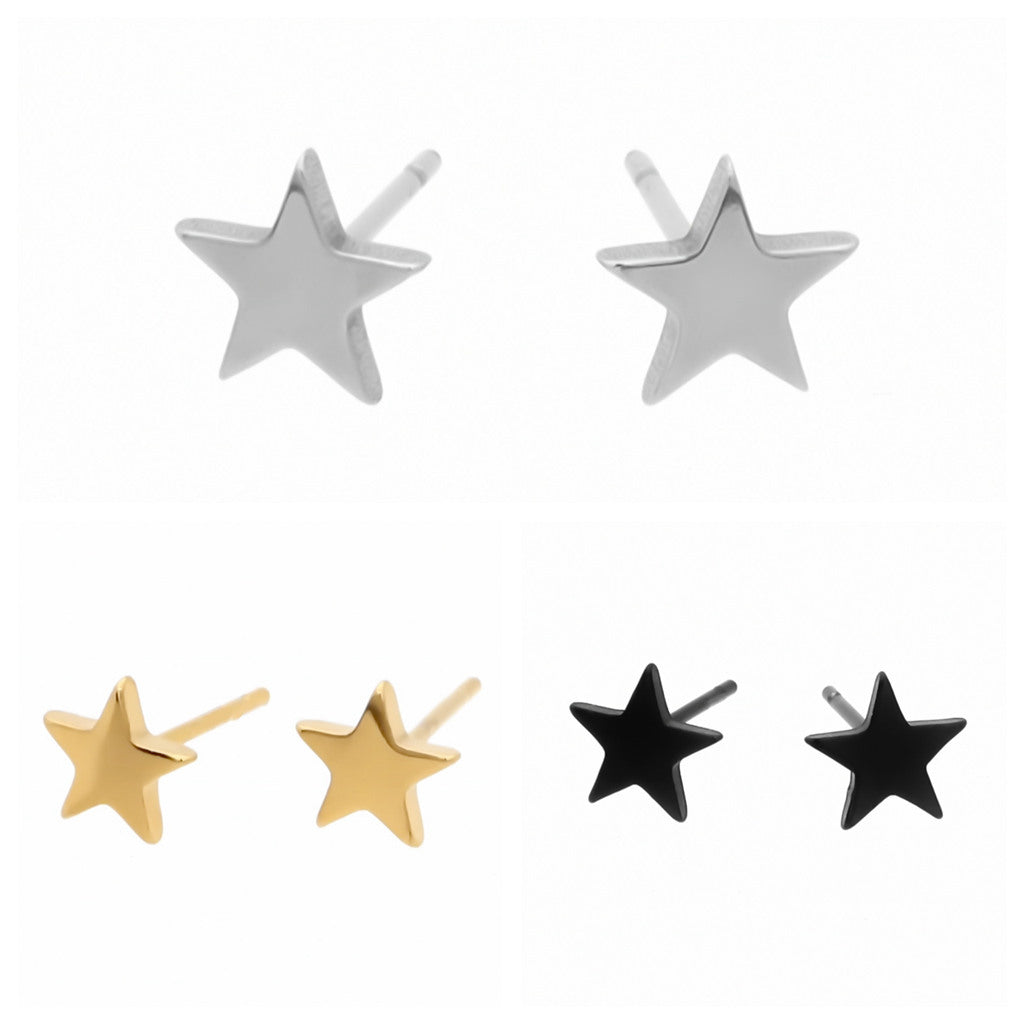 Stainless Steel Star Stud Earrings-earrings, Jewellery, Men's Earrings, Men's Jewellery, Stainless Steel, Stud Earrings, Women's Earrings-er1562-Glitters