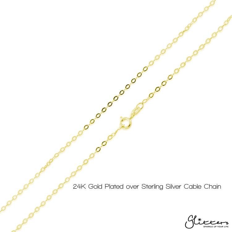 Personalized 24K Gold Plated over Sterling Silver Alphabet Necklace- Old English Font-Alphabet Necklace, Personalized-flat_Cable_Chain_gold-Glitters