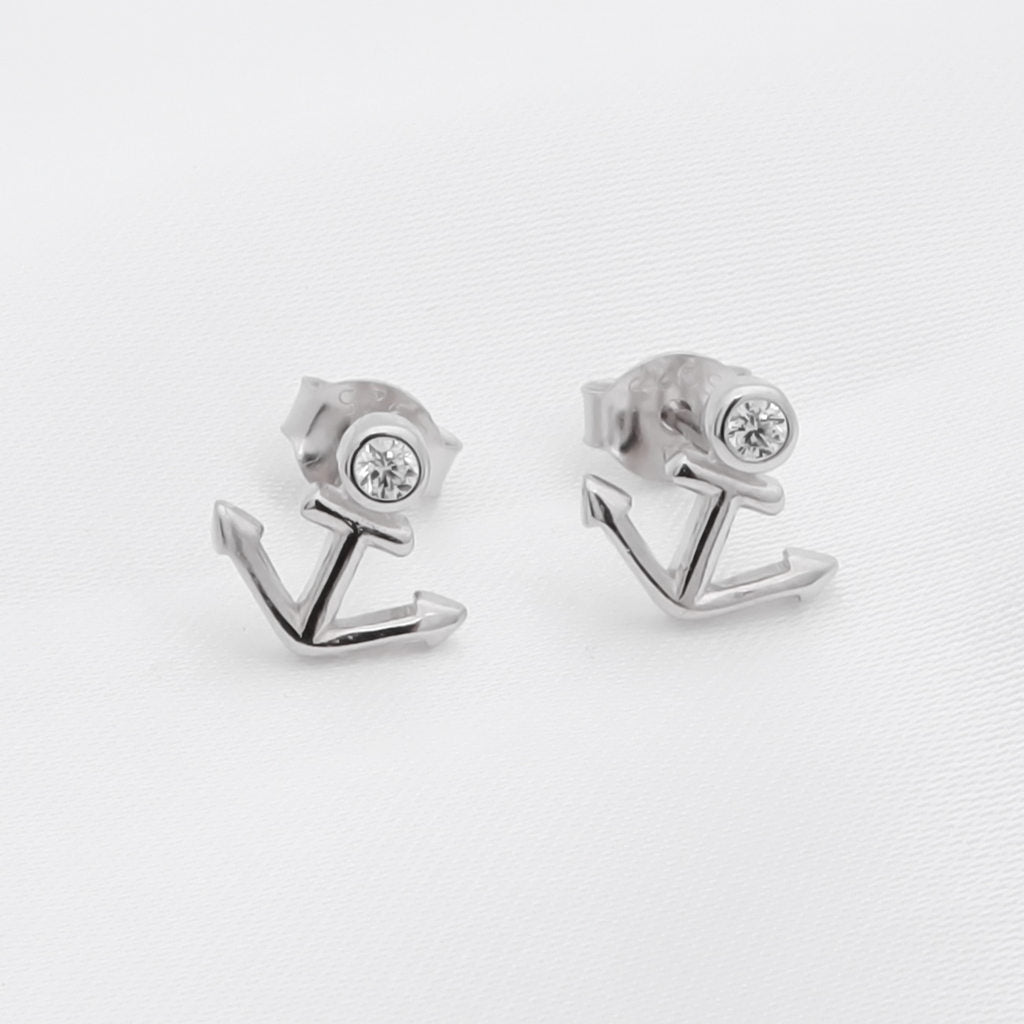 Sterling Silver Anchor Stud Earrings-earrings, Jewellery, Stud Earrings, Women's Earrings, Women's Jewellery-sse0181-1_1-Glitters