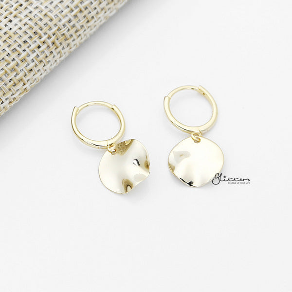 925 Sterling Silver Dangle Disc One-Touch Huggie Hoop Earrings-earrings, Hoop Earrings, Jewellery, Women's Earrings, Women's Jewellery-sse0382-g_600-Glitters