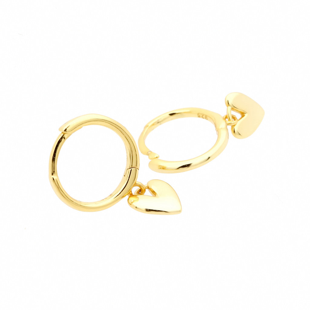 Sterling Silver Dangle Heart Huggie Hoop Earrings-earrings, Hoop Earrings, Jewellery, Women's Earrings, Women's Jewellery-sse0439-g_1-Glitters