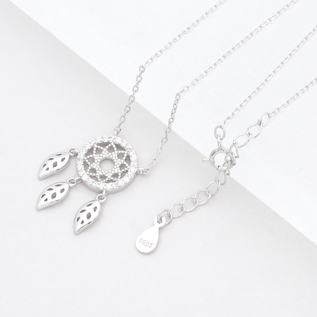Sterling Silver Dream Catcher Necklace-Cubic Zirconia, Jewellery, Necklaces, New, Sterling Silver Necklaces, Women's Jewellery, Women's Necklace-ssp0187-3_1000-Glitters