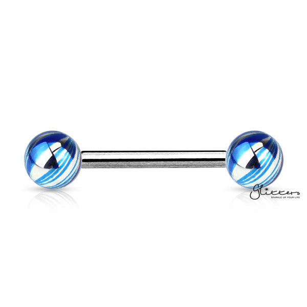 316L Surgical Steel Tongue Barbells with Multi Colour Plated Balls-Body Piercing Jewellery, Tongue Bar-tr0002-mc-b-Glitters