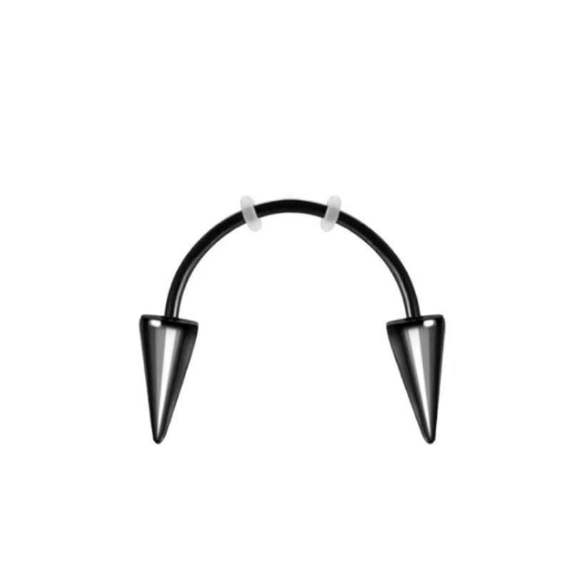 Spike Ends Smiley Piercing Vampire Fangs Horseshoe Circular Barbell-Horseshoes-6-Glitters