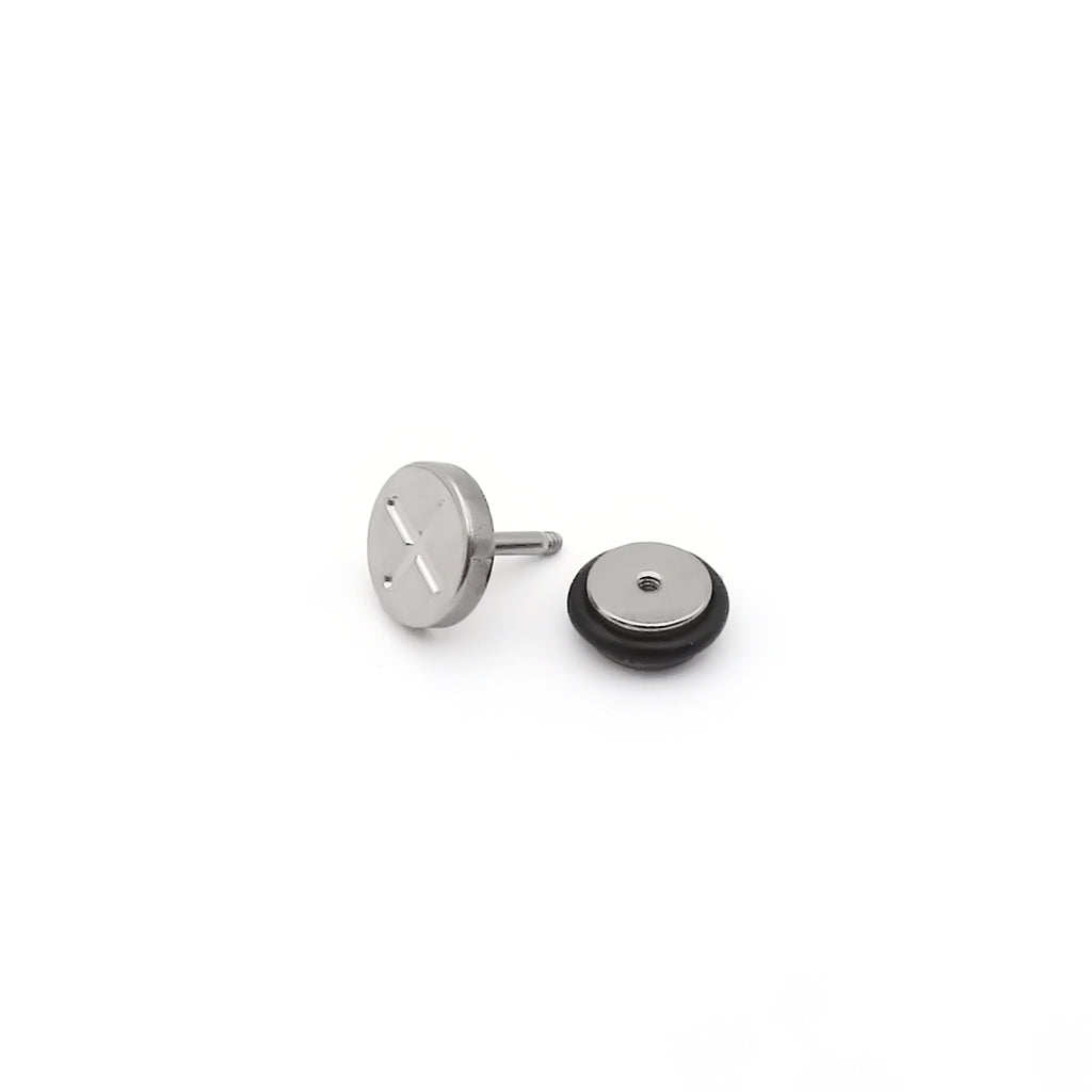 Stainless Steel Cross Disc Fake Plug Earring