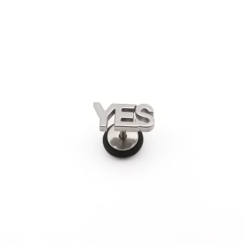 Stainless Steel YES Letter Fake Plug Earring