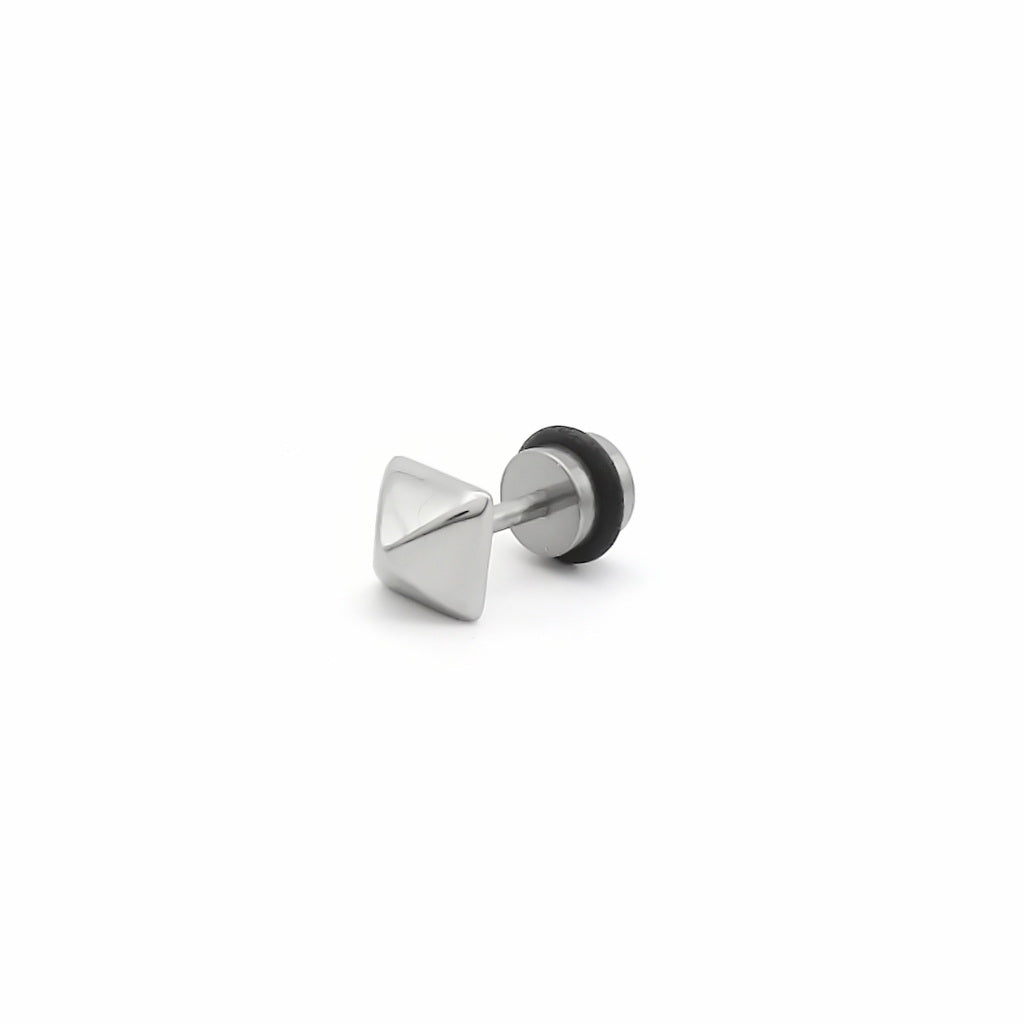 Stainless Steel Square Spike Fake Plug Earring