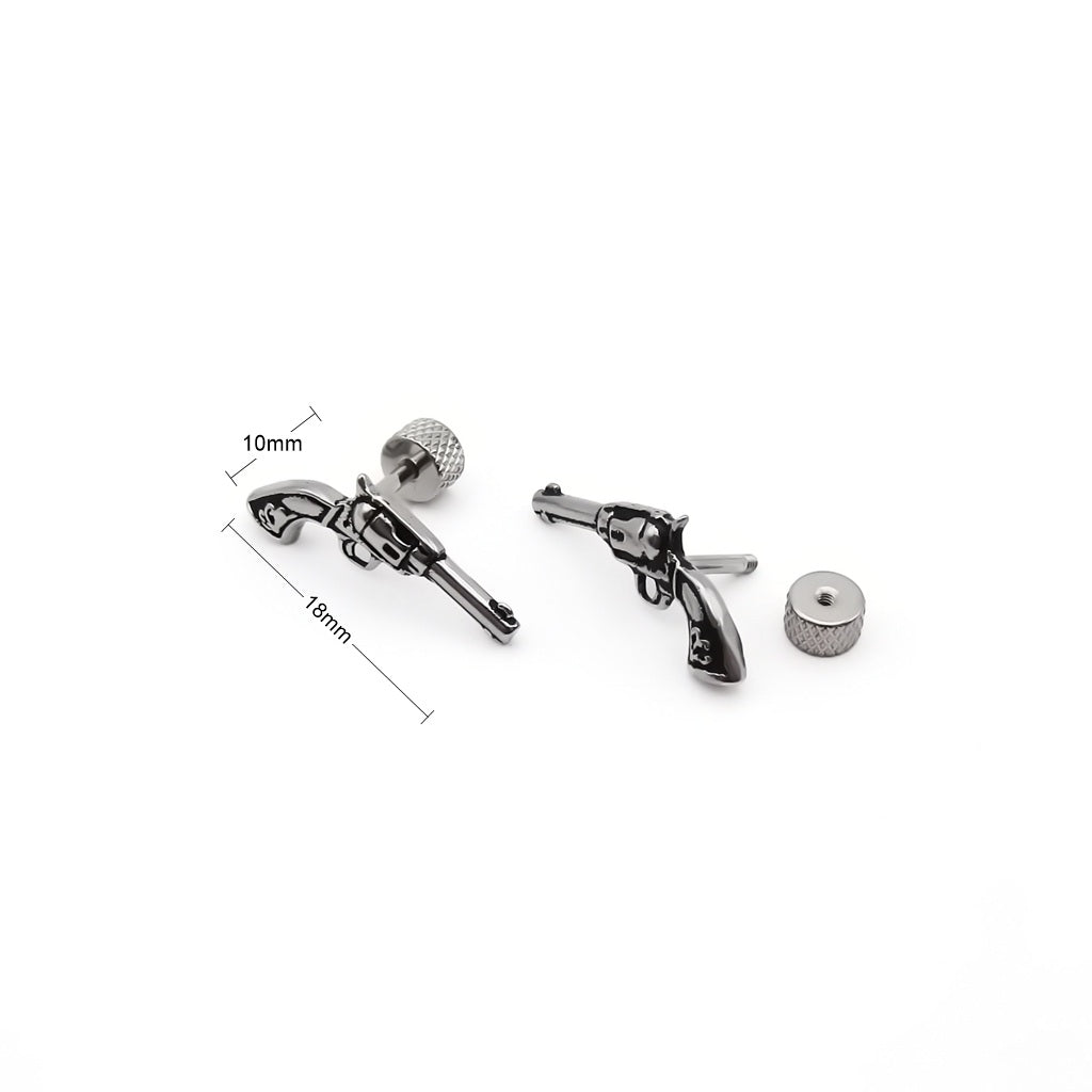 Stainless Steel Gun Revolver Fake Plug Earring
