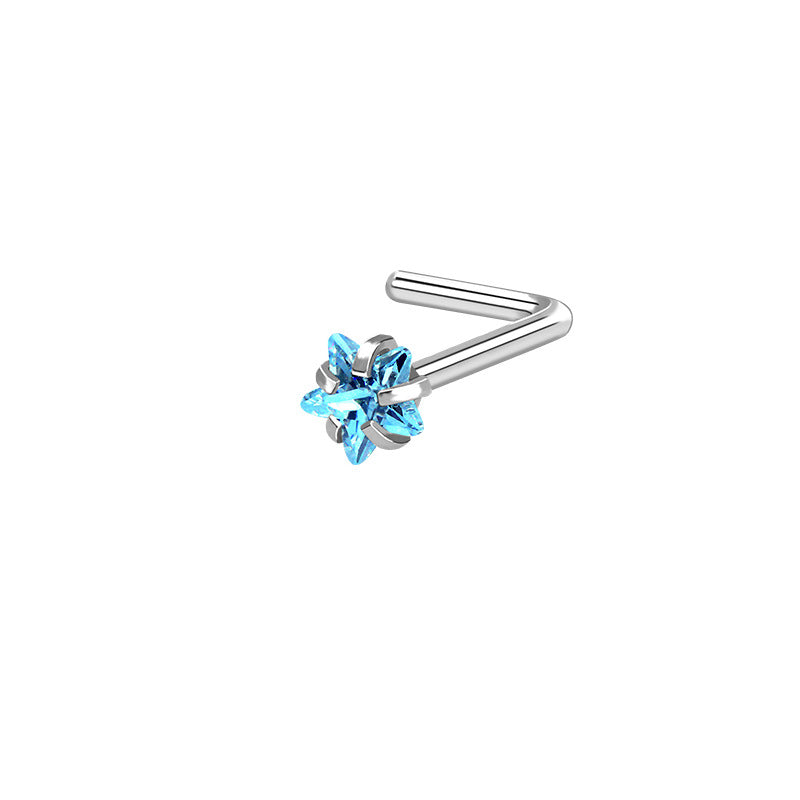 3mm Star C.Z L Bend Nose Stud