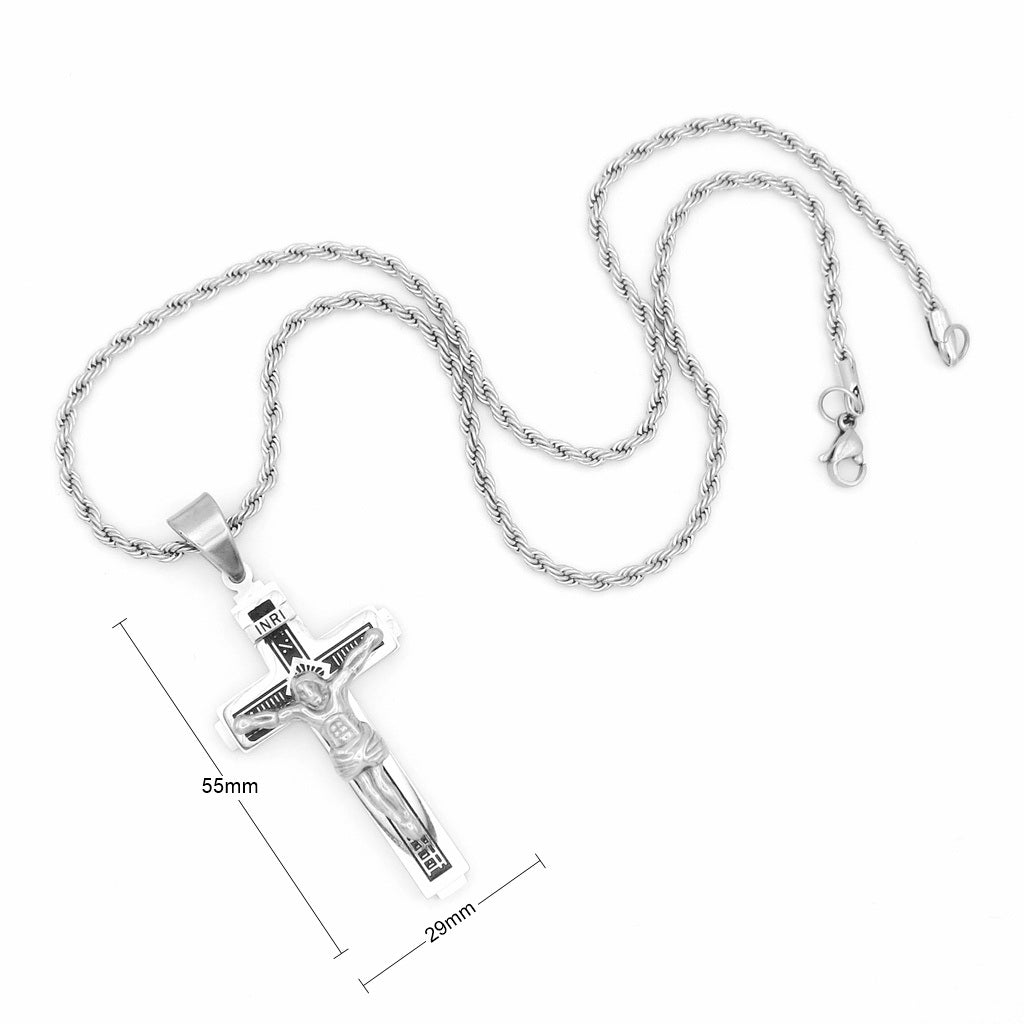 Stainless Steel INRI Crucifix Cross Pendant - Gold