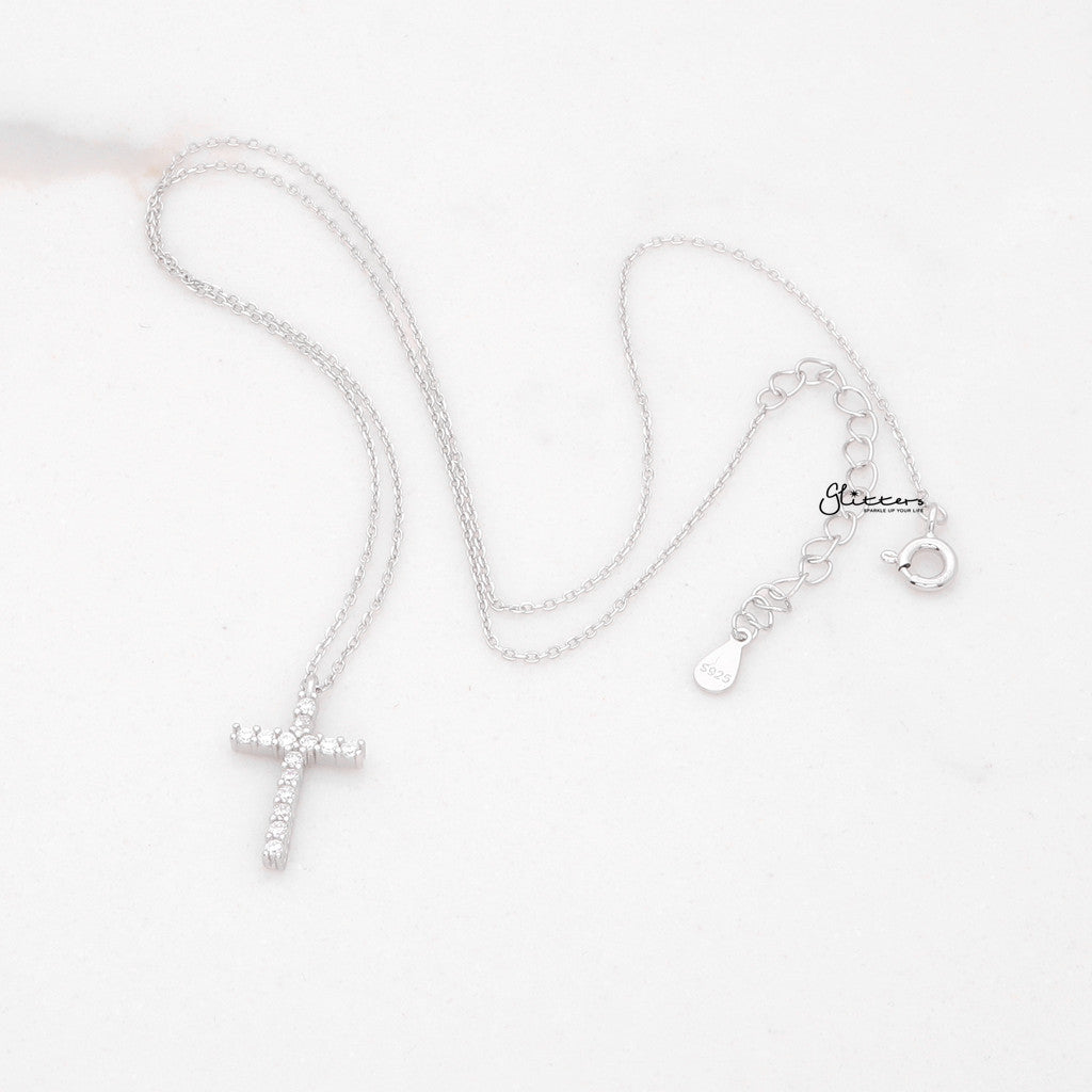 Sterling Silver Cross Charms Necklace - Silver-Sterling Silver Necklaces-2-Glitters