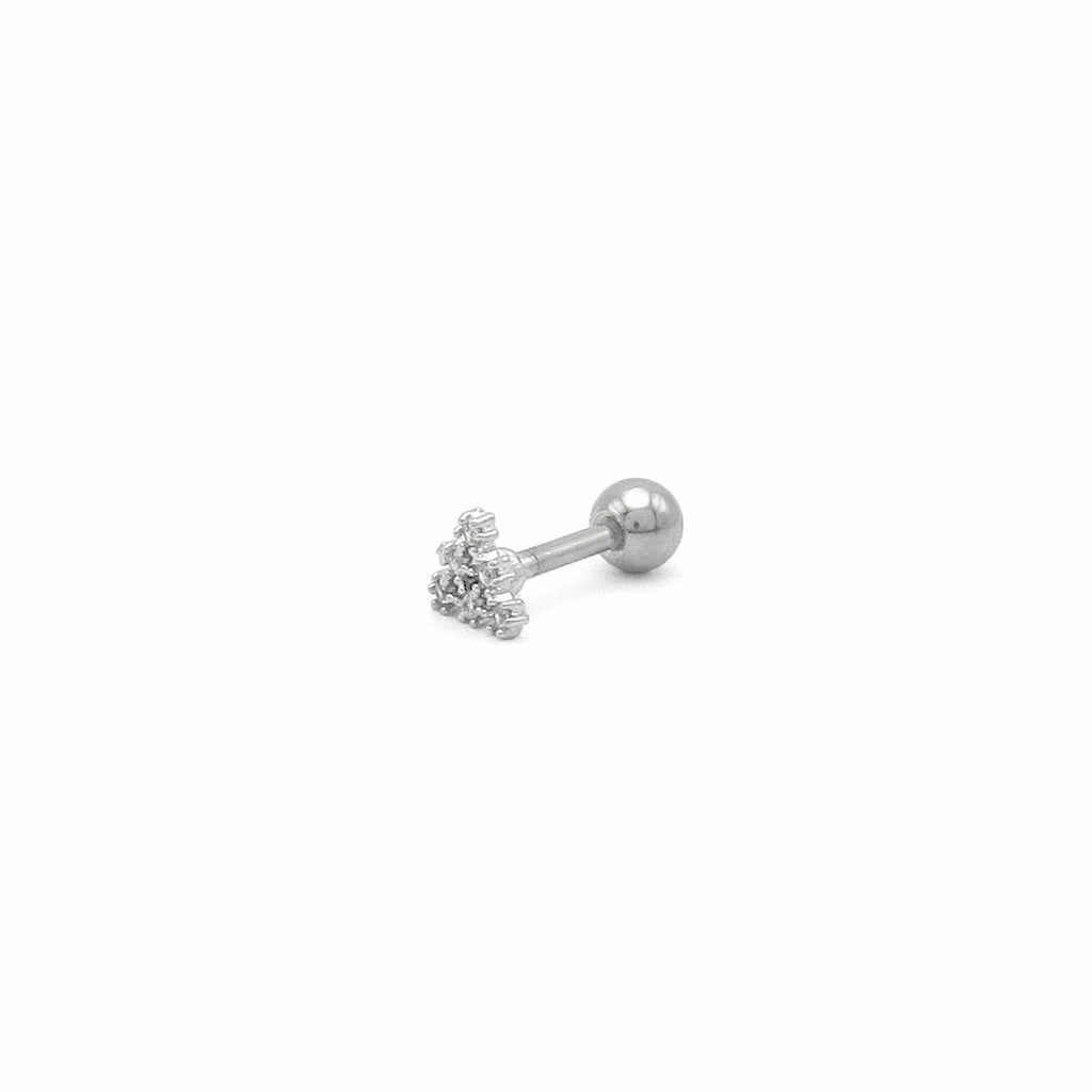 C.Z Paved Triangle Tragus Cartilage Earring - Ball End | Flat Back-Tragus | Cartilage | Daith | Conch-2-Glitters