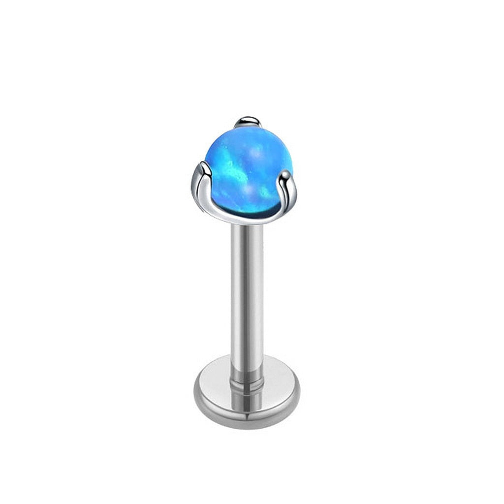 Titanium Opal Top Internally Threaded Flat Back Stud - Blue-Tragus | Cartilage | Daith | Conch-1-Glitters