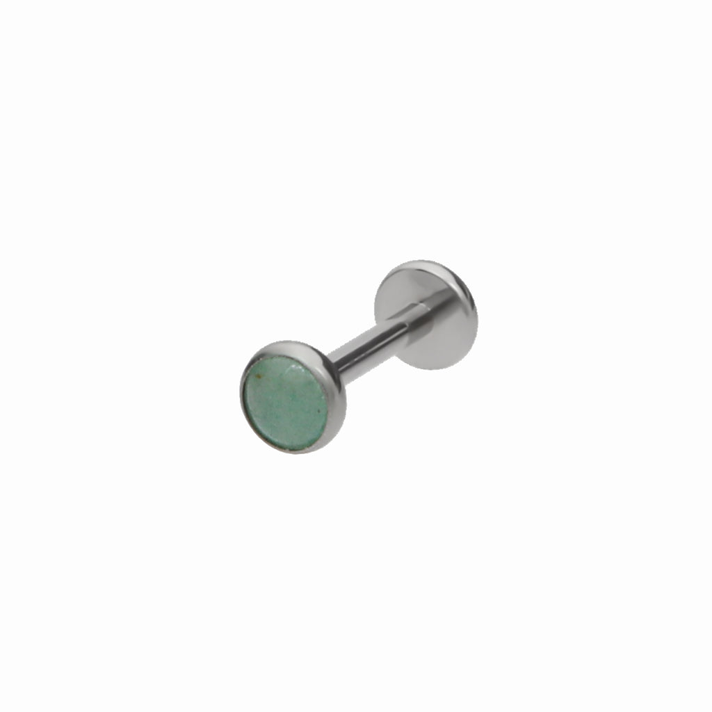 Green Aventurine Top Titanium Flat Back Stud Earrings-Tragus | Cartilage | Daith | Conch-1-Glitters