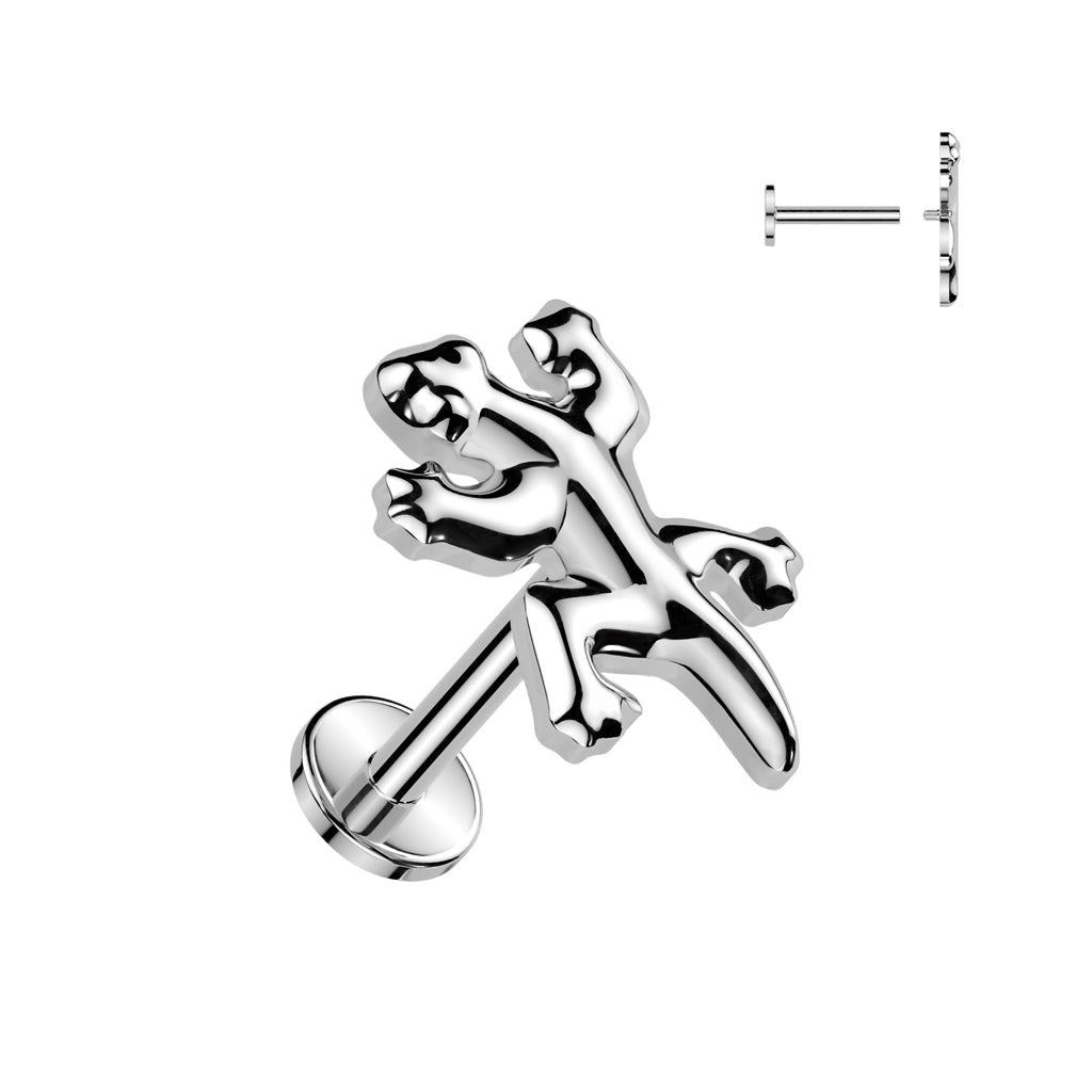 Gecko Top Titanium Flat Back Stud Earrings-Tragus | Cartilage | Daith | Conch-1-Glitters