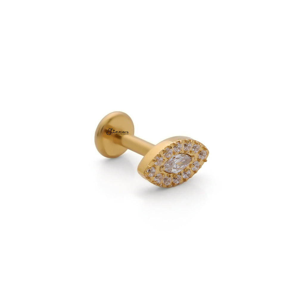 Marquise CZ Halo Titanium Flat Back Stud Earrings
