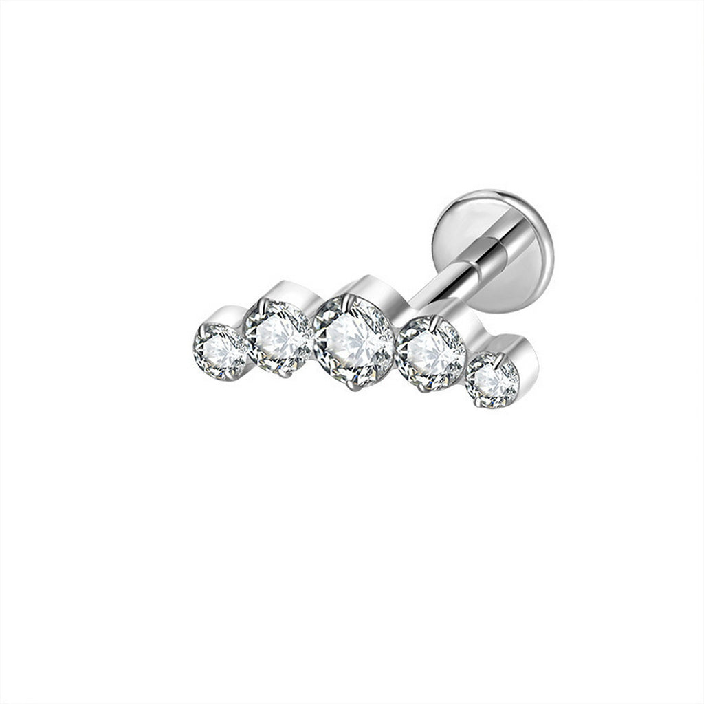 Five CZ Gradient Titanium Flat Back Stud Earrings