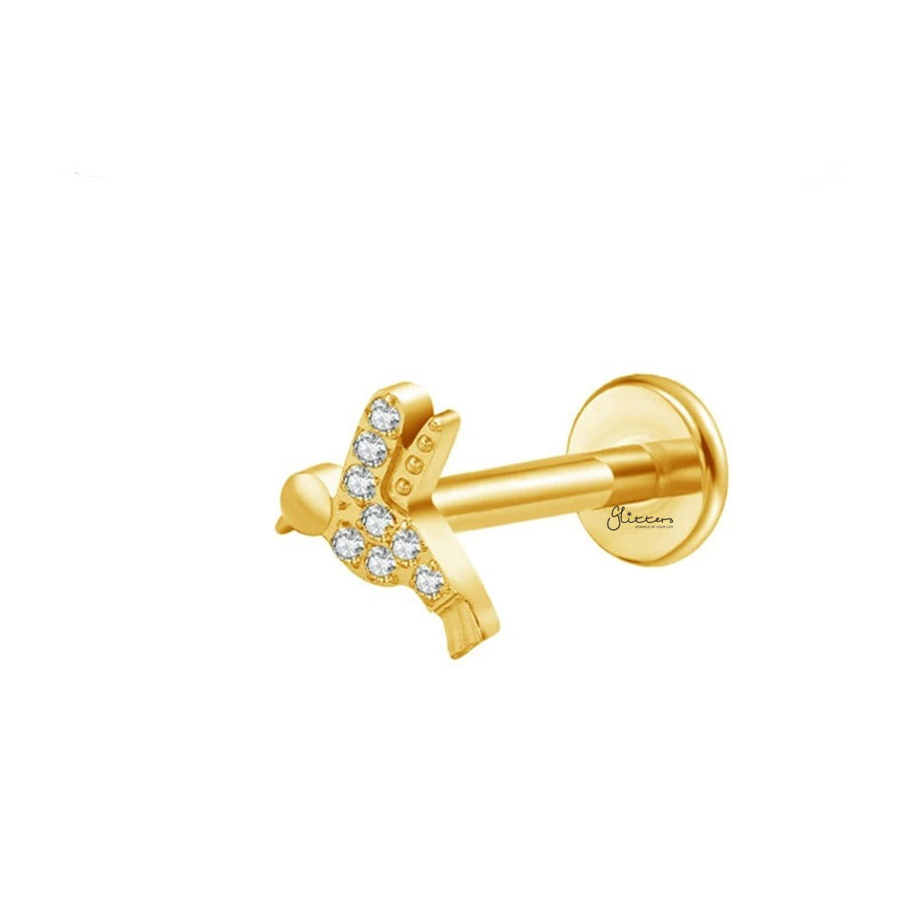 CZ Hummingbird Titanium Flat Back Stud Earring