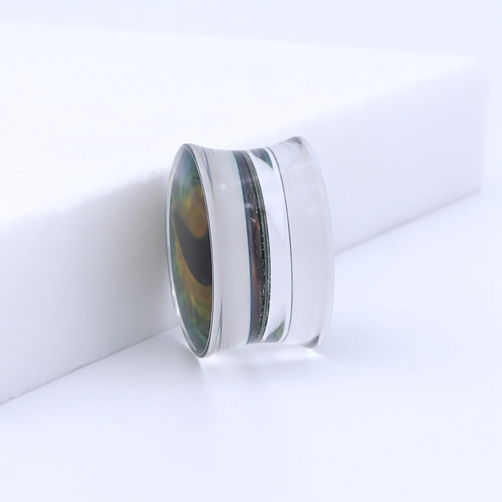 Snake Eye Inlaid Acrylic Saddle Plugs-Tunnels-4-Glitters