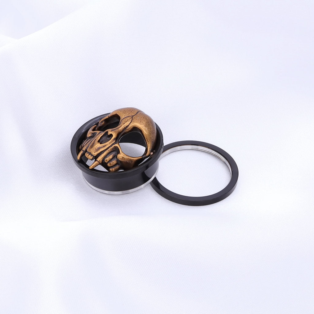 Gold Skull Screw Fit Flesh Tunnel Plugs-Tunnels-3-Glitters