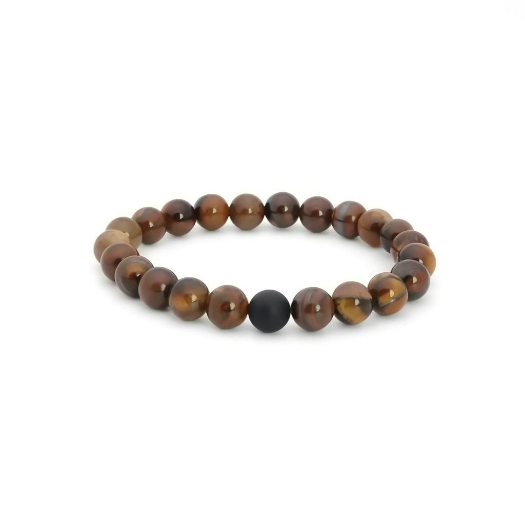 Tiger Eye & Black Agate Beaded Bracelet