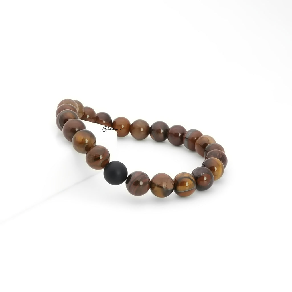 Tiger Eye & Black Agate Beaded Bracelet