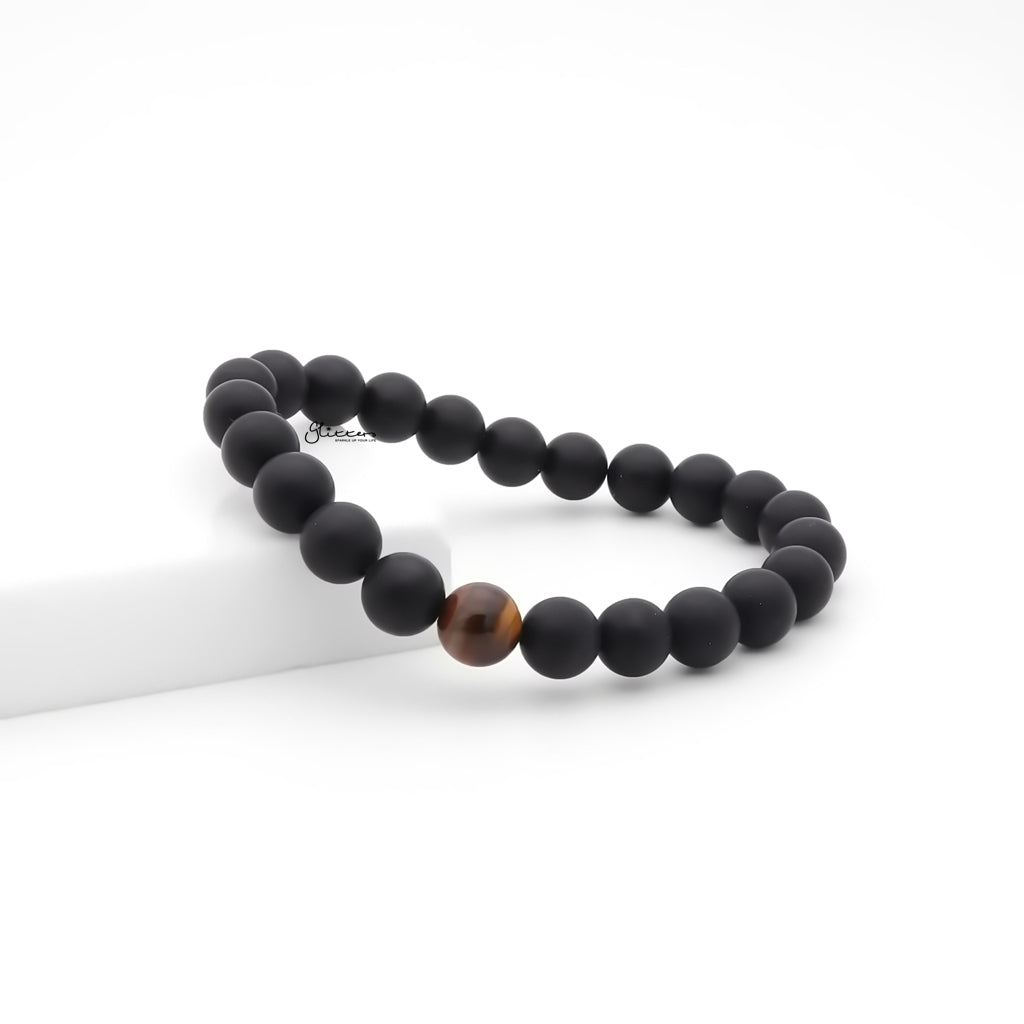 Black Agate & Tiger Eye Beaded Bracelet