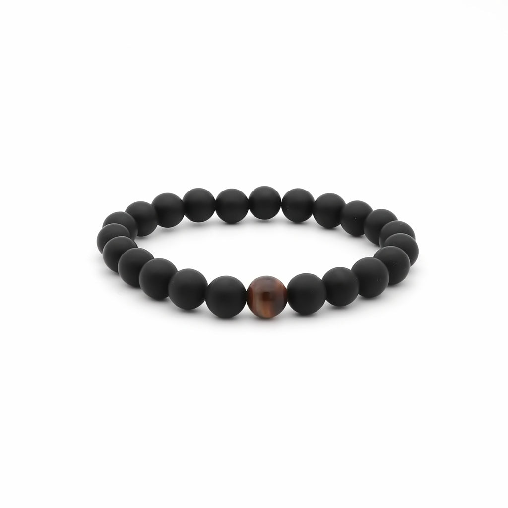 Black Agate & Tiger Eye Beaded Bracelet